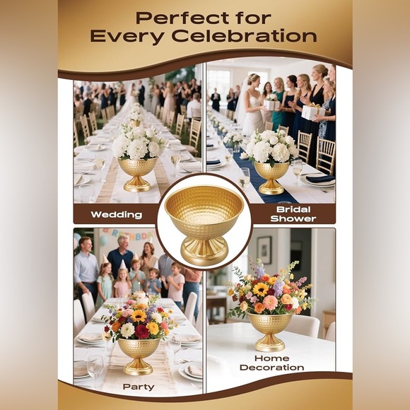 Hammered Gold Vases for Centerpieces - Picture 6 of 7